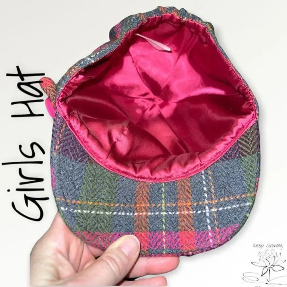 Bundle Sale 3 for $15 | Gymboree Gray and Pink Plaid Youth Hat | Size 5 - 7